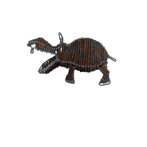 Other - Hippo Sculpture Hippopotomus Bead Wire Beaded So African 5.5" Handcrafted Brown